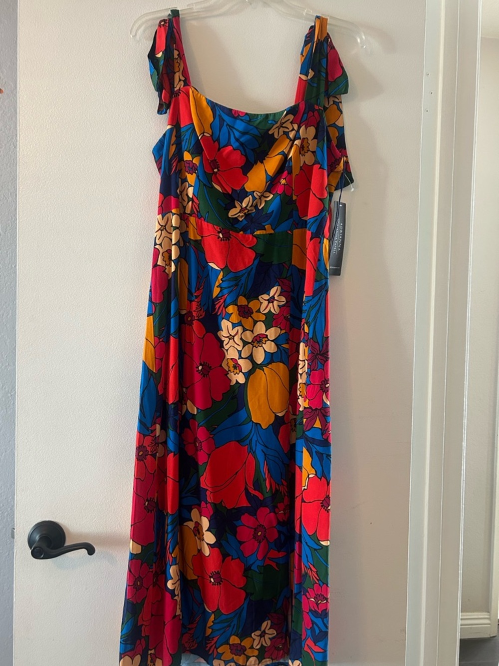 Adrianna Papell Multicolor Floral Maxi Dress - Red, Blue, Yellow
